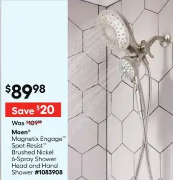 Lowe's Magnetix Engage Spot-Resist Brushed Nickel 6-Spray Shower Head and Hand Shower offer