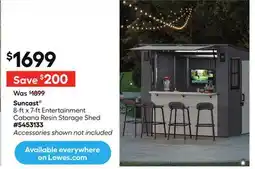 Lowe's 8-ft x 7-ft Entertainment Cabana Resin Storage Shed offer