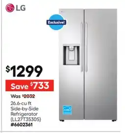 Lowe's 26.6-cu ft Side-by-Side Refrigerator offer