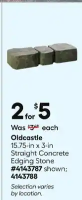 Lowe's 15.75-in x 3-in Straight Concrete Edging Stone offer
