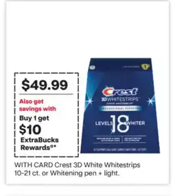 CVS Crest 3D White Whitestrips 10-21 ct. or Whitening pen + light offer
