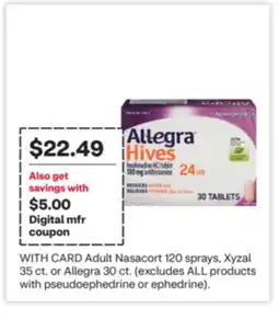 CVS Adult Nasacort 120 sprays, Xyzal 35 ct. or Allegra 30 ct offer
