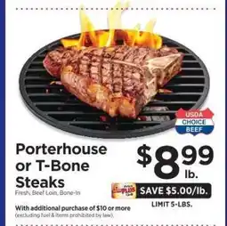 ShopRite Porterhouse or T-Bone Steaks offer