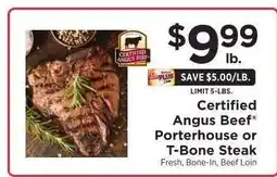 ShopRite Certified Angus Beef Porterhouse or T-Bone Steak offer