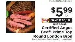 ShopRite Certified Angus Beef Prime Top Round London Broil offer