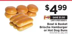 ShopRite Bowl & Basket Brioche Hamburger or Hot Dog Buns offer