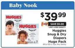 ShopRite Huggies Snug & Dry Diapers Huge Pack offer