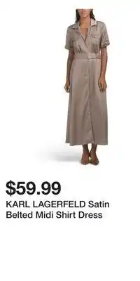 TJ Maxx KARL LAGERFELD Satin Belted Midi Shirt Dress offer