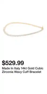 TJ Maxx Made In Italy 14kt Gold Cubic Zirconia Wavy Cuff Bracelet offer