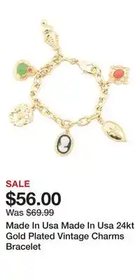 TJ Maxx Made In Usa Made In Usa 24kt Gold Plated Vintage Charms Bracelet offer