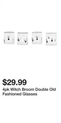 TJ Maxx 4pk Witch Broom Double Old Fashioned Glasses offer