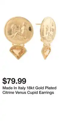TJ Maxx Made In Italy 18kt Gold Plated Citrine Venus Cupid Earrings offer