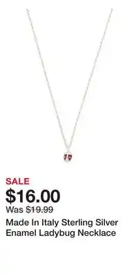 TJ Maxx Made In Italy Sterling Silver Enamel Ladybug Necklace offer