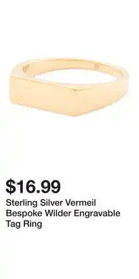 TJ Maxx Sterling Silver Vermeil Bespoke Wilder Engravable Tag Ring offer