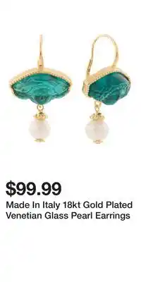 TJ Maxx Made In Italy 18kt Gold Plated Venetian Glass Pearl Earrings offer