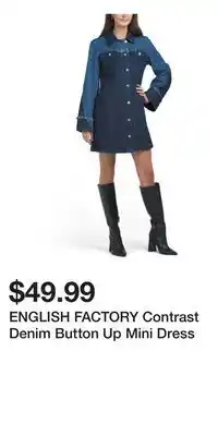 TJ Maxx ENGLISH FACTORY Contrast Denim Button Up Mini Dress offer