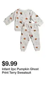 TJ Maxx Infant 2pc Pumpkin Ghost Print Terry Sweatsuit offer