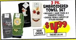 Ollie's 3 PK. EMBROIDERED TOWEL SET offer