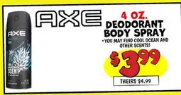 Ollie's AXE DEODORANT BODY SPRAY offer
