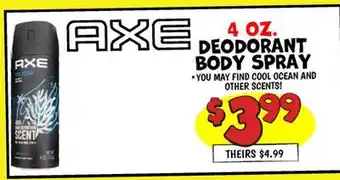 Ollie's AXE DEODORANT BODY SPRAY offer