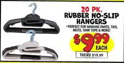 Ollie's 20 PK. RUBBER NO-SLIP HANGERS offer