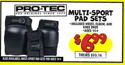 Ollie's PRO-TEC THE ORIGINAL MULTI-SPORT PAD SETS offer
