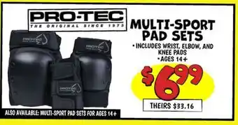 Ollie's PRO-TEC THE ORIGINAL MULTI-SPORT PAD SETS offer