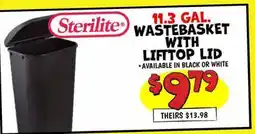 Ollie's 11.3 GAL. WASTEBASKET WITH LIFTTOP LID offer