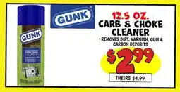 Ollie's 12.5 OZ. GUNK CARB & CHOKE CLEANER offer