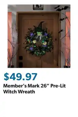 Sam's Club Member's Mark 26 Pre-Lit Witch Wreath offer