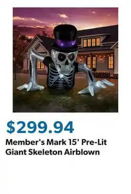 Sam's Club Member's Mark 15' Pre-Lit Giant Skeleton Airblown offer