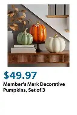 Sam's Club Member's Mark Decorative Pumpkins, Set of 3 offer