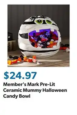 Sam's Club Member's Mark Pre-Lit Ceramic Mummy Halloween Candy Bowl offer