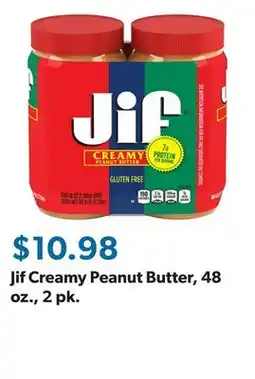 Sam's Club Jif Creamy Peanut Butter, 48 oz., 2 pk offer