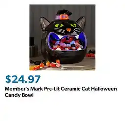 Sam's Club Member's Mark Pre-Lit Ceramic Cat Halloween Candy Bowl offer