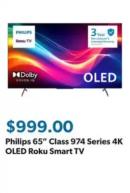 Sam's Club Philips 65 Class 974 Series 4K OLED Roku Smart TV offer