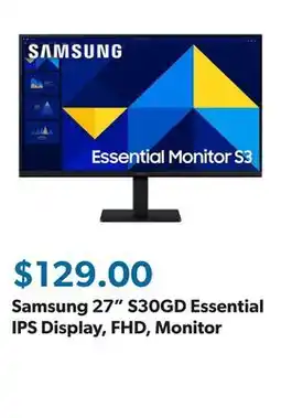 Sam's Club Samsung 27 S30GD Essential IPS Display, FHD, Monitor offer