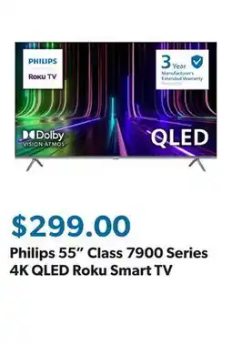 Sam's Club Philips 55 Class 7900 Series 4K QLED Roku Smart TV offer