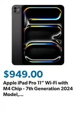 Sam's Club Apple iPad Pro 11 Wi-Fi with M4 Chip - 7th Generation 2024 Model, Choose Size and Color offer