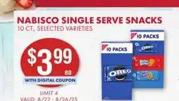 Smart & Final NABISCO SINGLE SERVE SNACKS offer