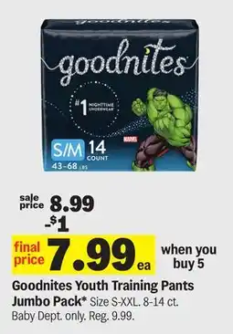 Meijer Goodnites Youth Training Pants Jumbo Pack offer