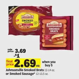 Meijer Johnsonville Smoked Brats 12-14 oz. or Smoked Sausage* 12-13.5 oz offer
