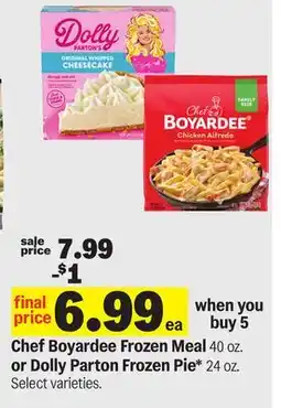 Meijer Chef Boyardee Frozen Meal 40 oz. or Dolly Parton Frozen Pie* 24 oz offer