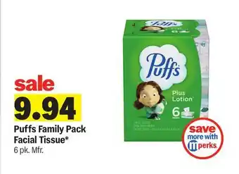 Meijer Puffs Family Pack Facial Tissue offer