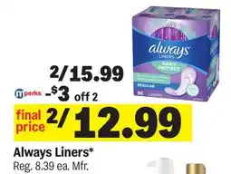 Meijer Always Liners offer
