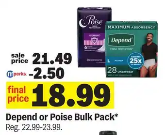 Meijer Depend or Poise Bulk Pack offer
