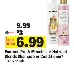 Meijer Pantene Pro-V Miracles or Nutrient Blends Shampoo or Conditioner offer