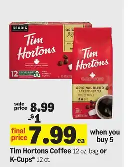 Meijer Tim Hortons Coffee 12 oz. bag or K-Cups* 12 ct offer
