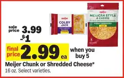 Meijer Meijer Chunk or Shredded Cheese offer