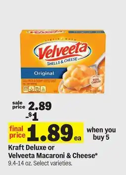 Meijer Kraft Deluxe or Velveeta Macaroni & Cheese offer